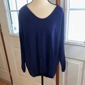 Lord & Taylor Deep Blue Crew Neck Sweater
